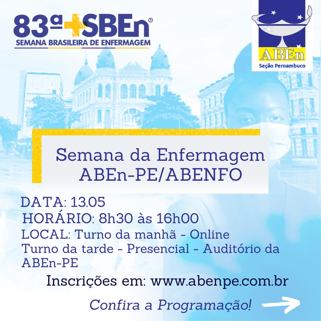Read more about the article Inscrições Abertas! Semana da Enfermagem ABEn-PE/ABENFO​