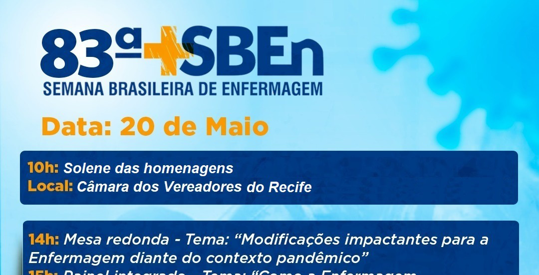 Read more about the article Inscrições Abertas! Semana Integrada de Enfermagem de Pernambuco – 20 de maio